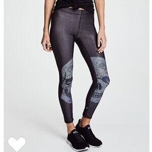 ZARA TEREZ Crystal Skull Leggings Stretch Halloween Pant S Small Grey Black